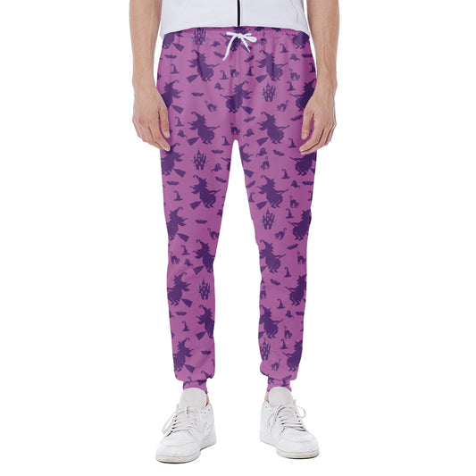Purple Halloween Witch Pattern Print Scuba Joggers