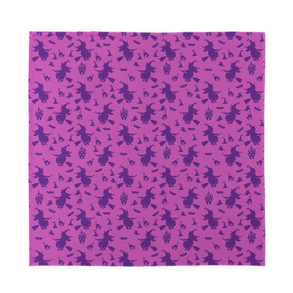 Purple Halloween Witch Pattern Print Silk Bandana