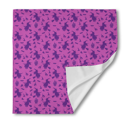 Purple Halloween Witch Pattern Print Silk Bandana