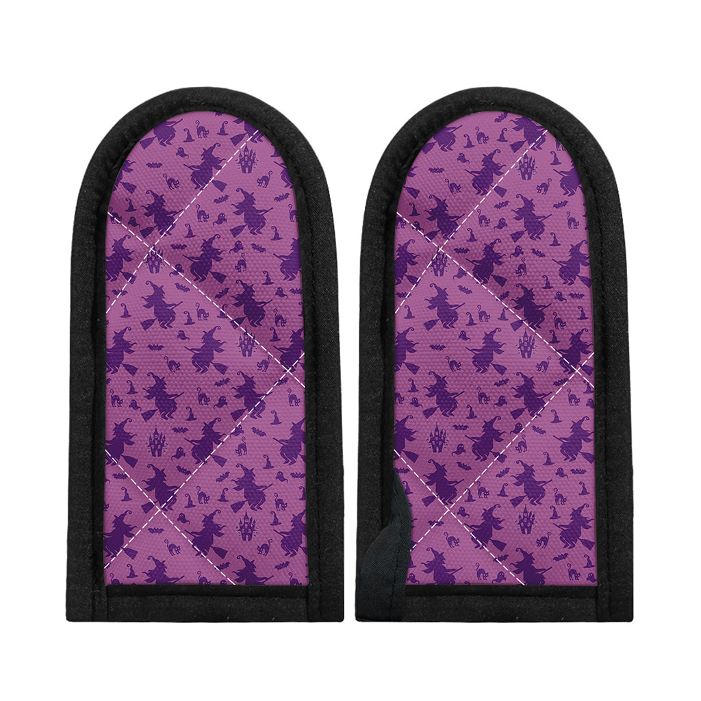 Purple Halloween Witch Pattern Print Skillet Handle Cover