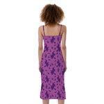 Purple Halloween Witch Pattern Print Slim Fit Midi Cami Dress