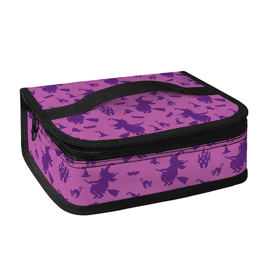Purple Halloween Witch Pattern Print Small Lunch Bag