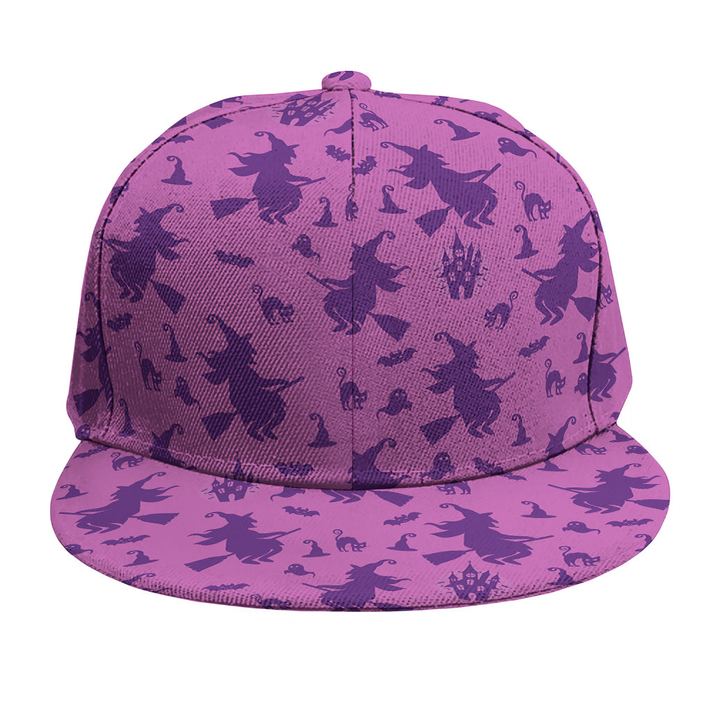 Purple Halloween Witch Pattern Print Snapback Cap