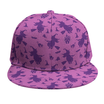 Purple Halloween Witch Pattern Print Snapback Cap