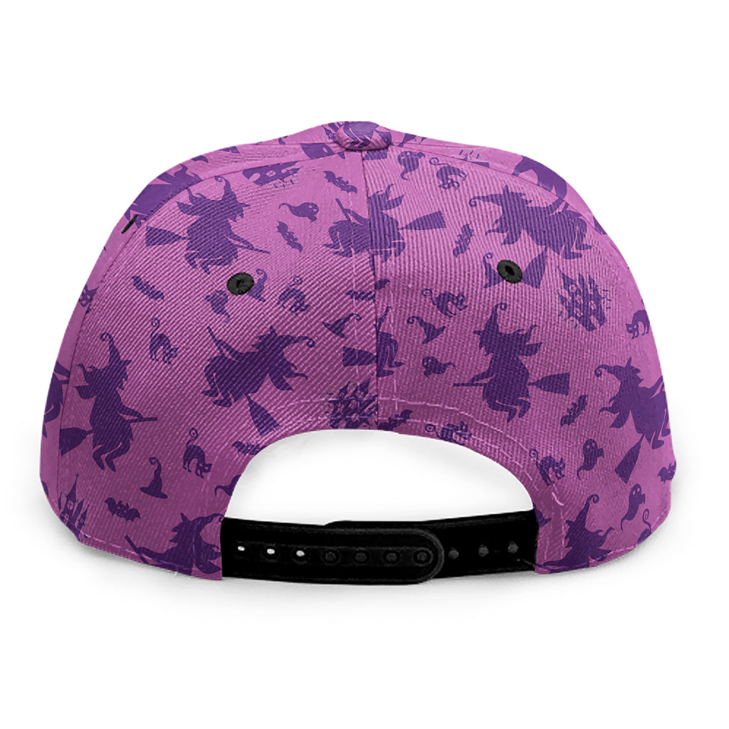 Purple Halloween Witch Pattern Print Snapback Cap
