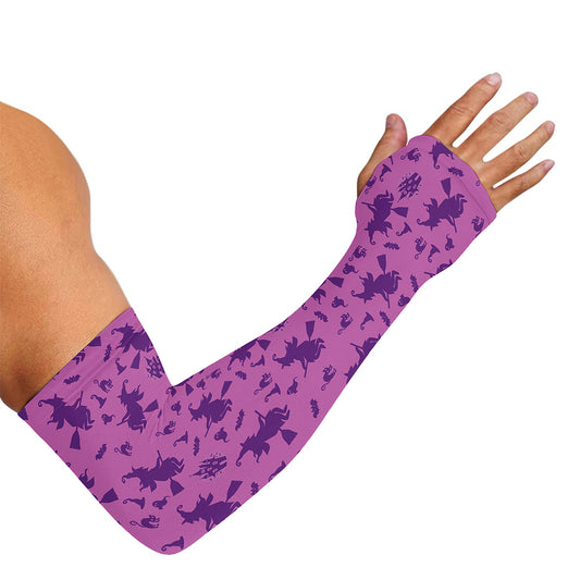 Purple Halloween Witch Pattern Print Sun Protection Arm Sleeves