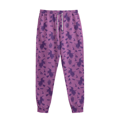 Purple Halloween Witch Pattern Print Sweatpants