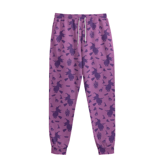 Purple Halloween Witch Pattern Print Sweatpants