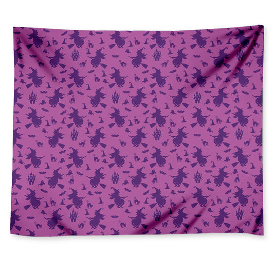 Purple Halloween Witch Pattern Print Tapestry