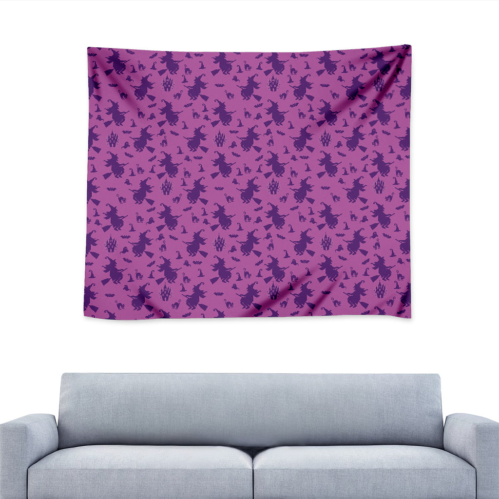 Purple Halloween Witch Pattern Print Tapestry