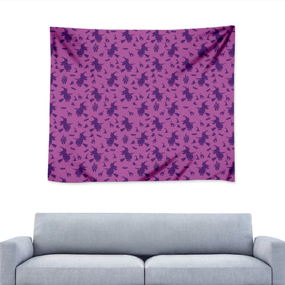 Purple Halloween Witch Pattern Print Tapestry