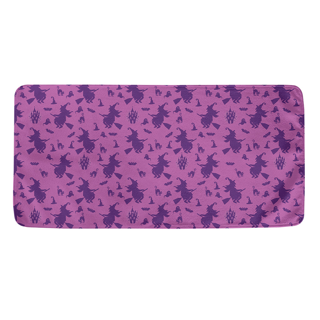 Purple Halloween Witch Pattern Print Towel