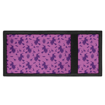 Purple Halloween Witch Pattern Print Trifold Wallet