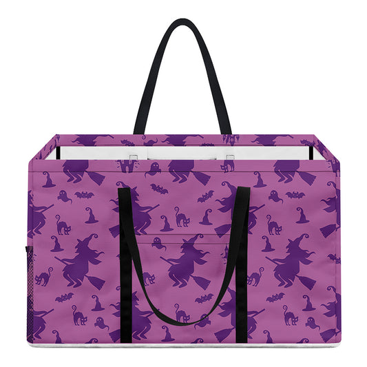 Purple Halloween Witch Pattern Print Utility Tote Bag