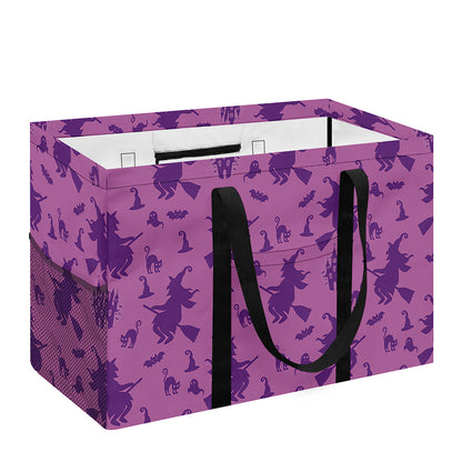 Purple Halloween Witch Pattern Print Utility Tote Bag