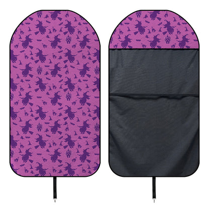 Purple Halloween Witch Pattern Print Waterproof Car Seat Cover