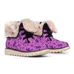 Purple Halloween Witch Pattern Print Winter Boots