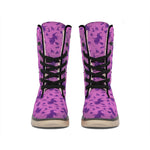 Purple Halloween Witch Pattern Print Winter Boots