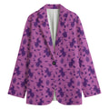 Purple Halloween Witch Pattern Print Women's Cotton Blazer