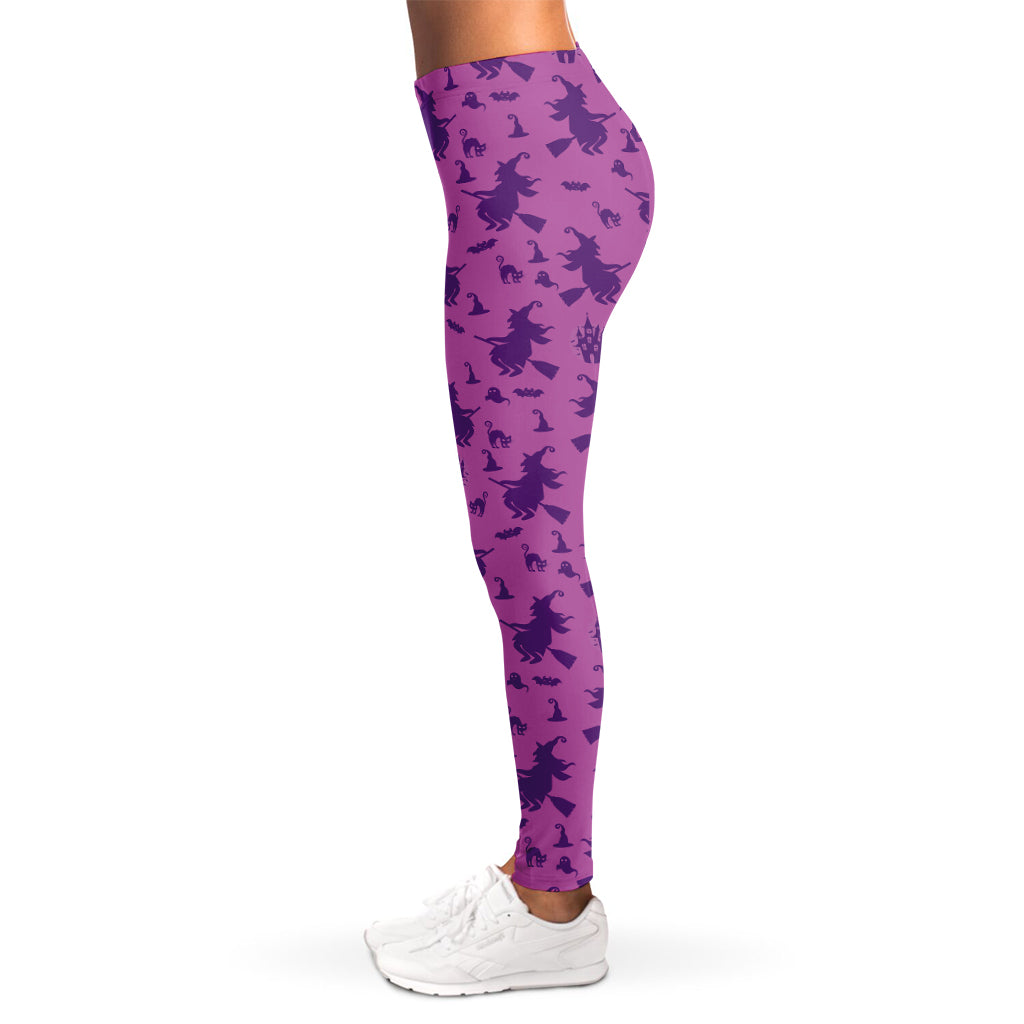 Purple Halloween Witch Pattern Print Women's Leggings