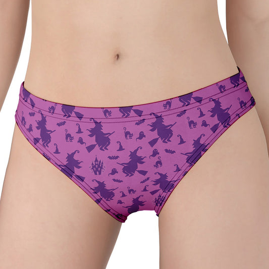 Purple Halloween Witch Pattern Print Women's Panties
