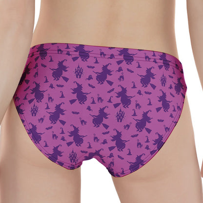 Purple Halloween Witch Pattern Print Women's Panties