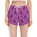 Purple Halloween Witch Pattern Print Women's Split Running Shorts
