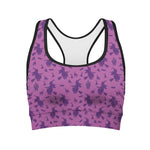 Purple Halloween Witch Pattern Print Women's Sports Bra