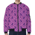 Purple Halloween Witch Pattern Print Zip Sleeve Bomber Jacket
