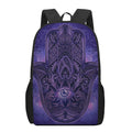 Purple Hamsa Hand Print 17 Inch Backpack