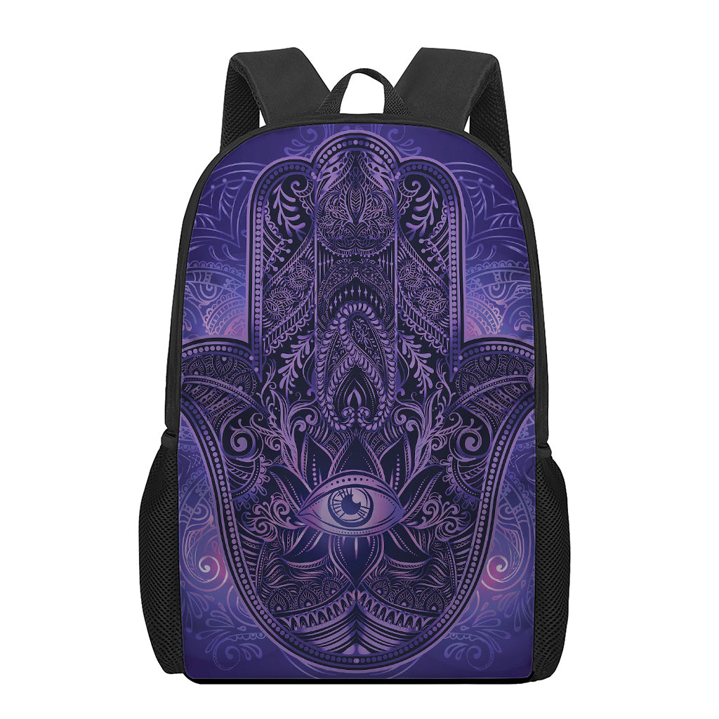 Purple Hamsa Hand Print 17 Inch Backpack