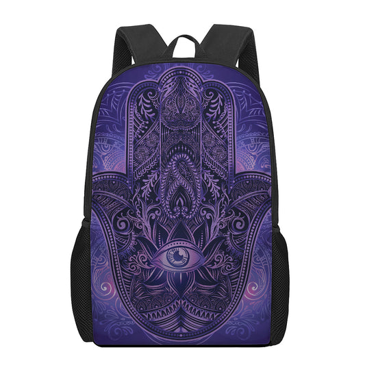 Purple Hamsa Hand Print 17 Inch Backpack