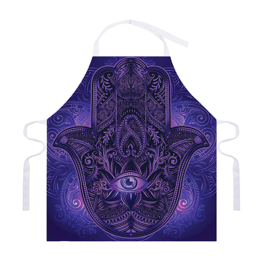Purple Hamsa Hand Print Adjustable Apron