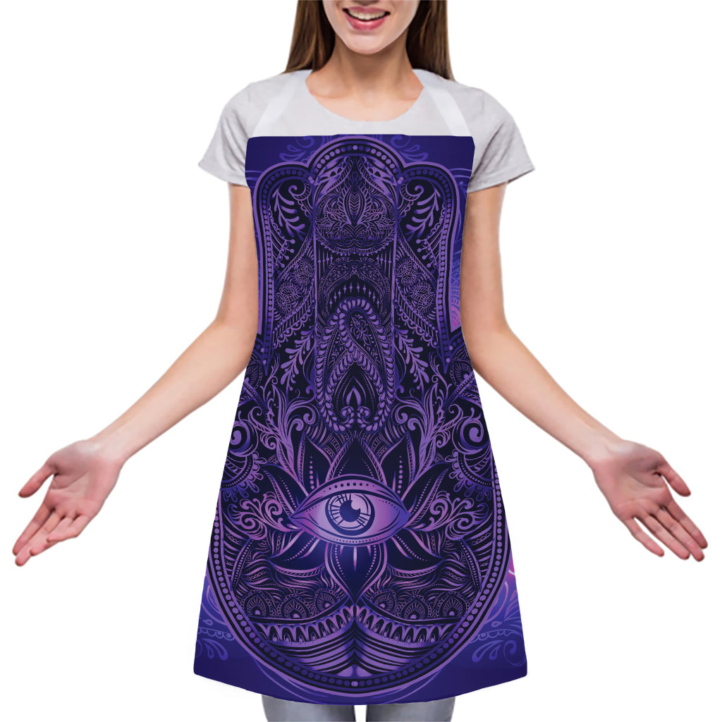 Purple Hamsa Hand Print Adjustable Apron