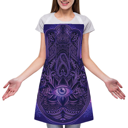 Purple Hamsa Hand Print Adjustable Apron