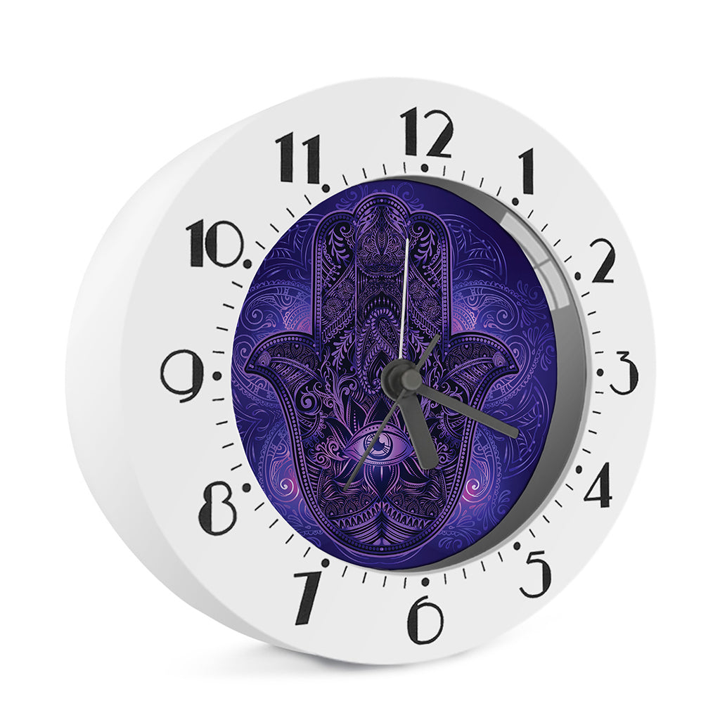 Purple Hamsa Hand Print Alarm Clock
