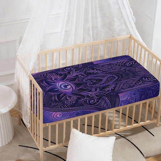 Purple Hamsa Hand Print Baby Crib Sheet
