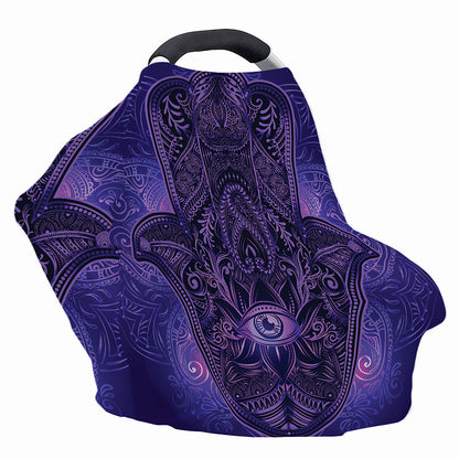 Purple Hamsa Hand Print Baby Seat Cover