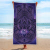 Purple Hamsa Hand Print Beach Towel