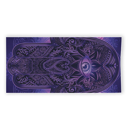 Purple Hamsa Hand Print Beach Towel