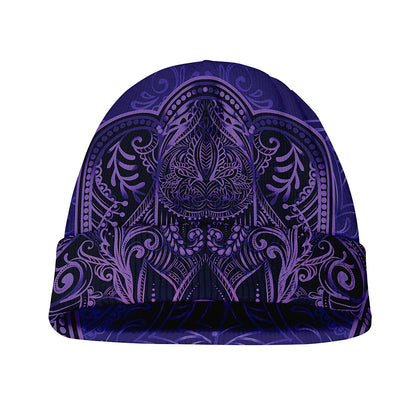 Purple Hamsa Hand Print Beanie