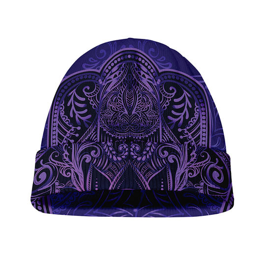 Purple Hamsa Hand Print Beanie