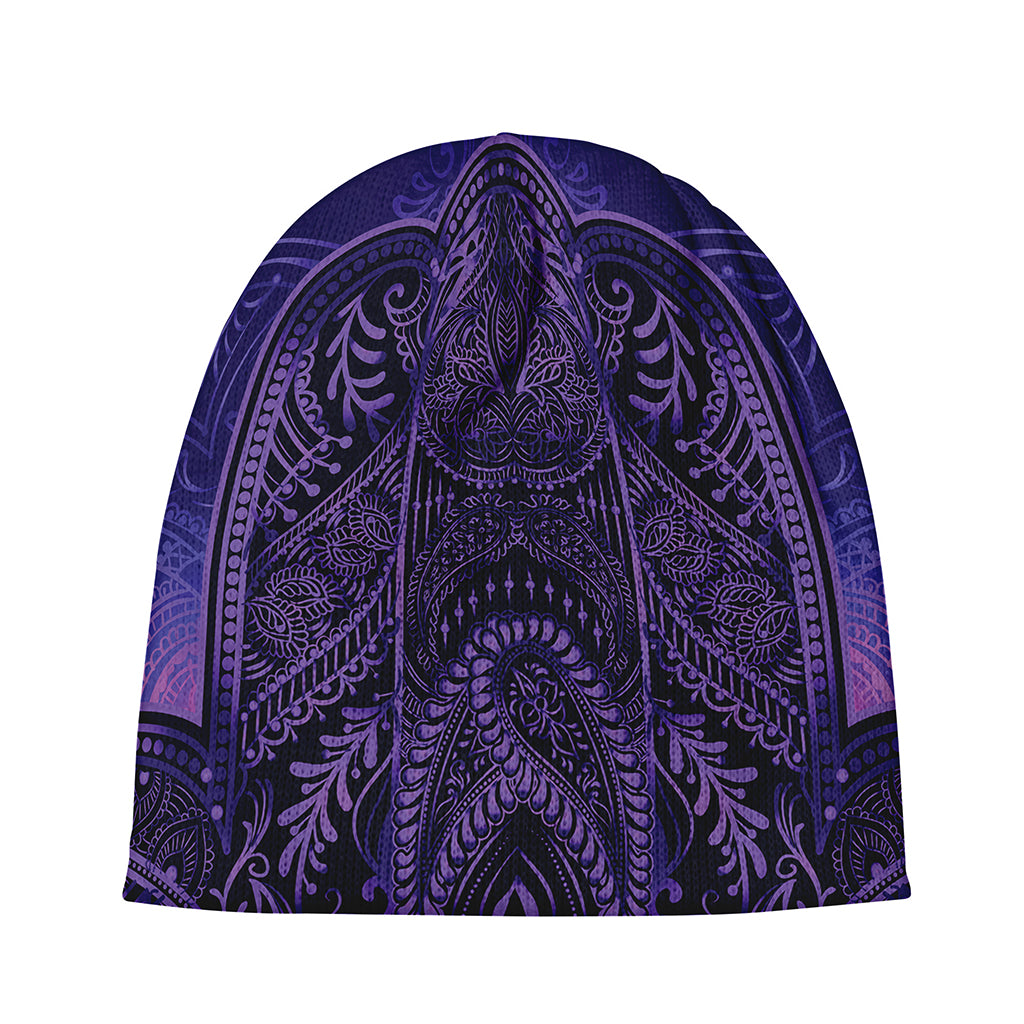 Purple Hamsa Hand Print Beanie