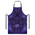 Purple Hamsa Hand Print Bib Apron With Pocket