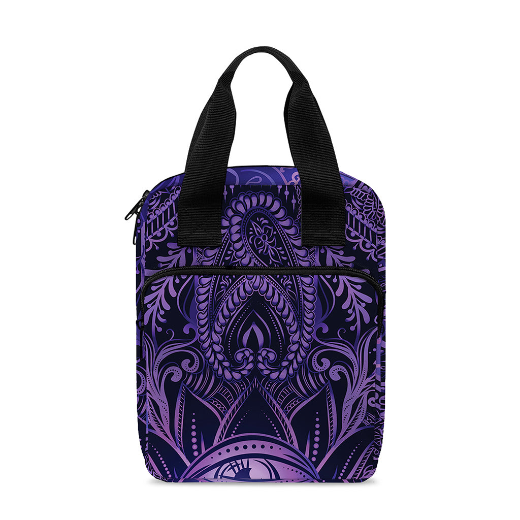 Purple Hamsa Hand Print Bible Tote Bag