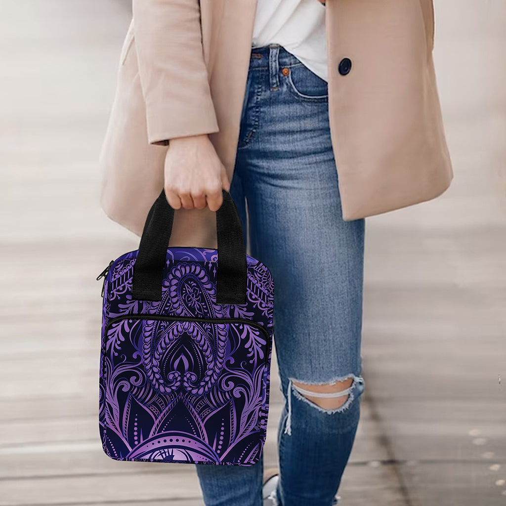 Purple Hamsa Hand Print Bible Tote Bag