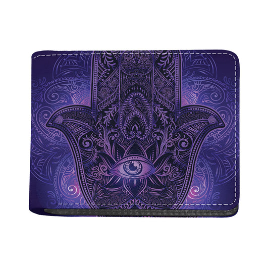 Purple Hamsa Hand Print Bifold Wallet