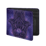 Purple Hamsa Hand Print Bifold Wallet