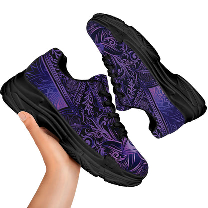 Purple Hamsa Hand Print Black Chunky Shoes