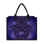 Purple Hamsa Hand Print Canvas Tote Bag